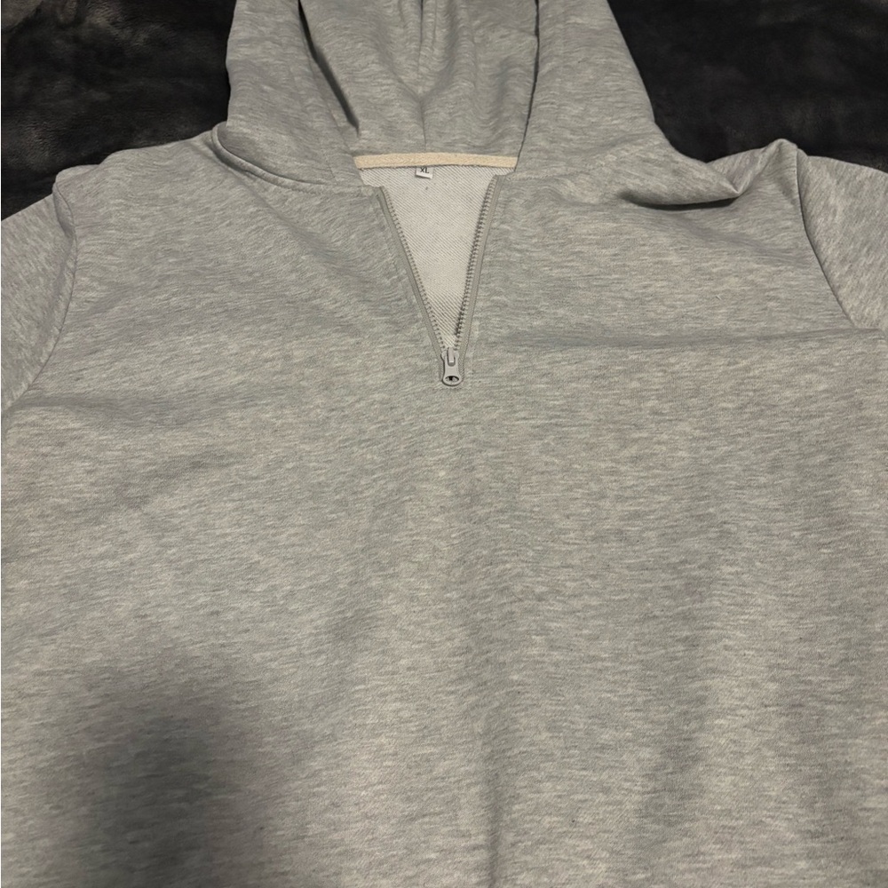 Men's Gray Half-Zip Hoodie Sweater